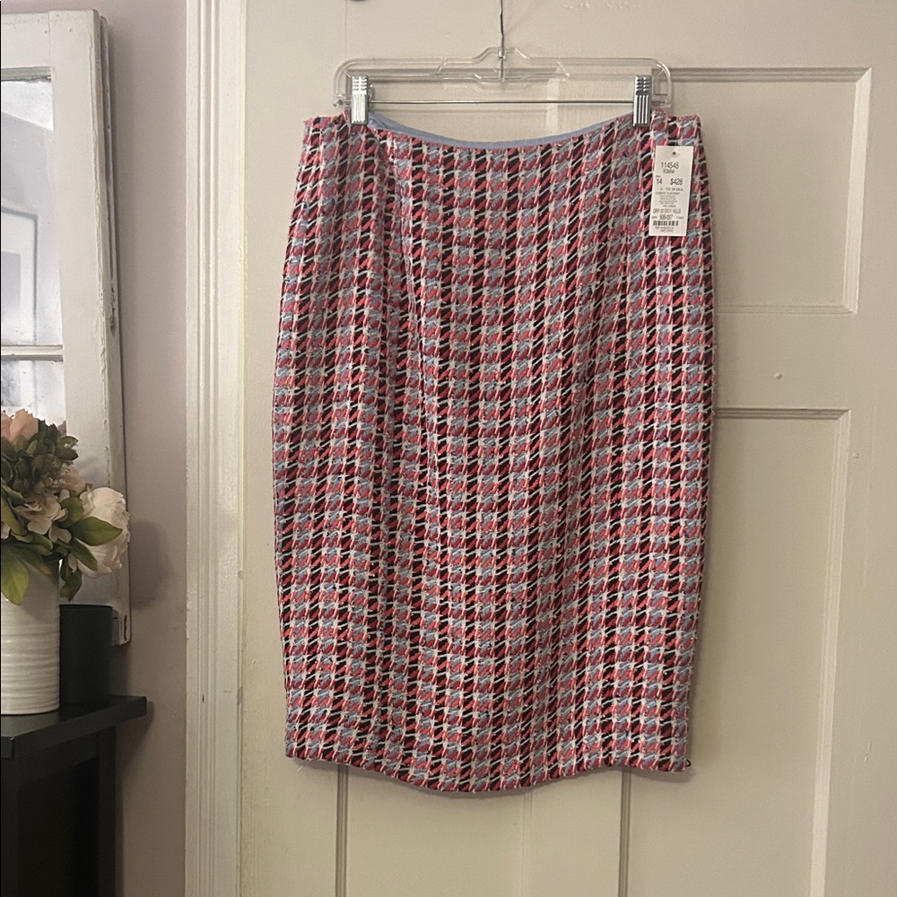 NWT Carlisle Pink, Red, and Blue Patterned Pencil Skirt Sz 14 (fits like a 10/12